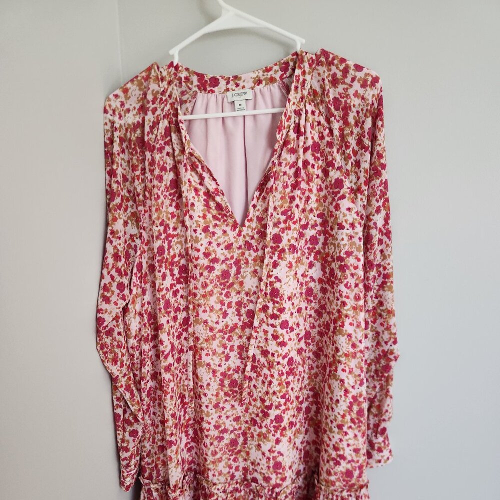J.crew long sleeve floral mini dress size M